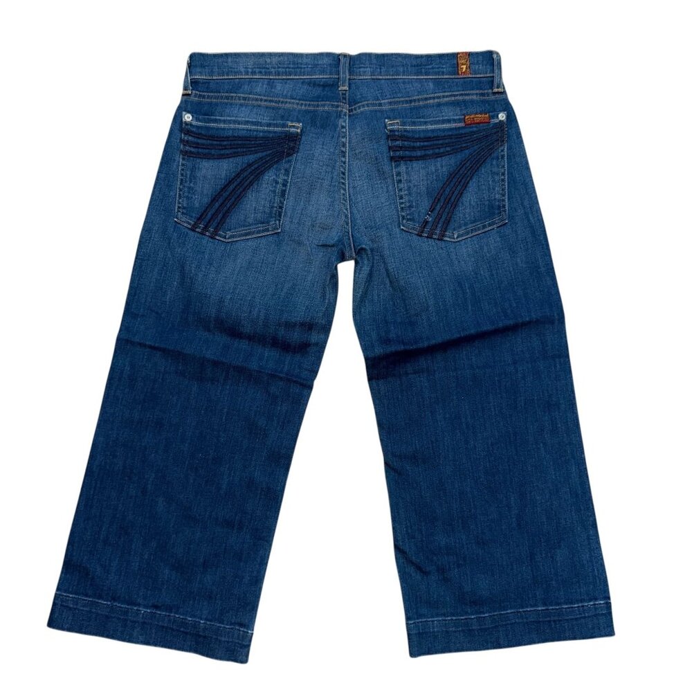 7 For All Mankind 7FAM Crop Dojo Womens Jeans 32 21 Medium Wash Embroidered - Picture 5 of 8